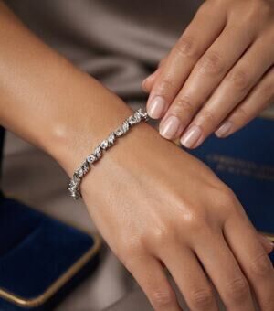 Christian James by Scott Grimes Sterling Silver Ripple white topaz bracelet Sz S